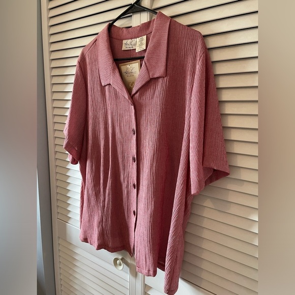 NWT Kathie Lee Woman Vintage Pant Shirt Matching Set Red Checked Size 14-20W - Picture 3 of 16